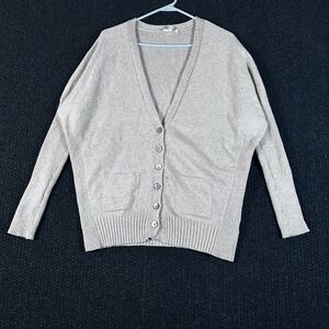 Eileen Fisher Womens Small Tan Cotton Blend Button Front Cardigan Sweater M191